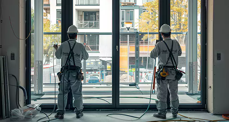 Patio Door Glass Replacement with Built-In Blinds in Pinewood, FL